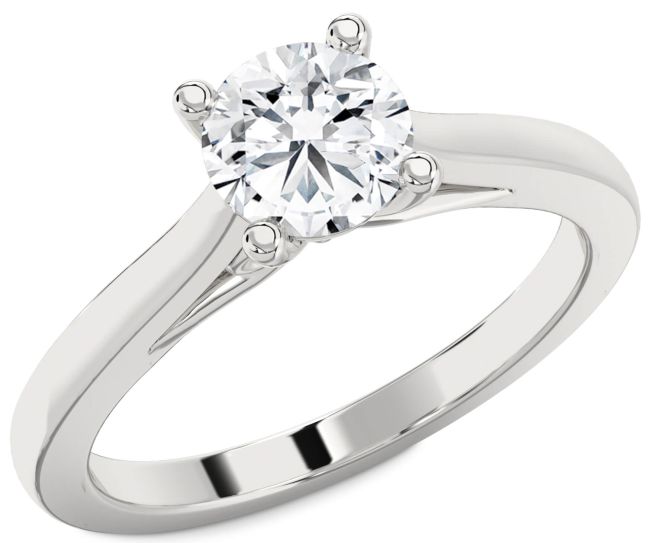 Diamond Silver Round Solitaire Engagement Ring