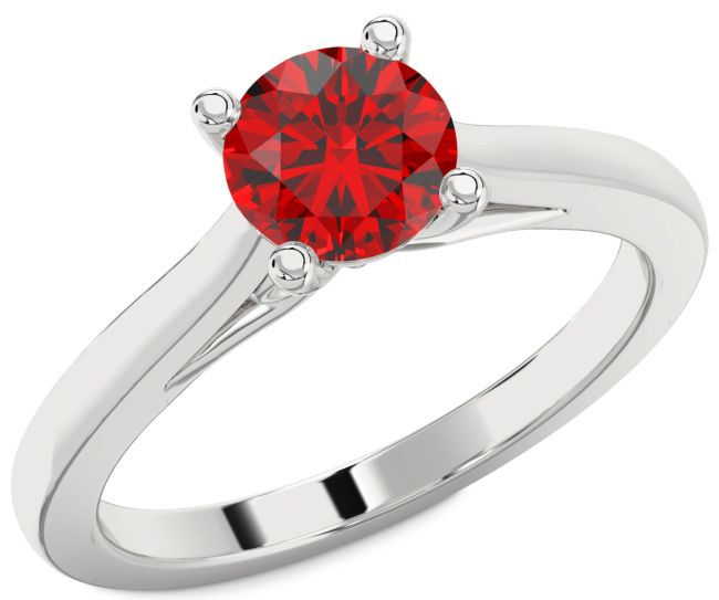 Ruby Platinum Round Solitaire Engagement Ring
