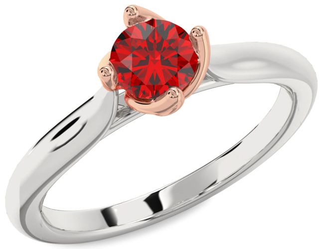 Ruby Rose Gold Silver Round Solitaire Engagement Ring
