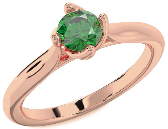 Emerald Rose Gold Round Solitaire Engagement Ring