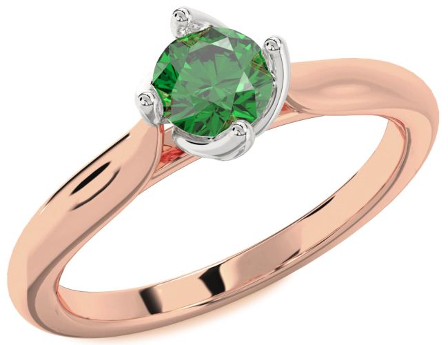 Emerald White Rose Gold Round Solitaire Engagement Ring