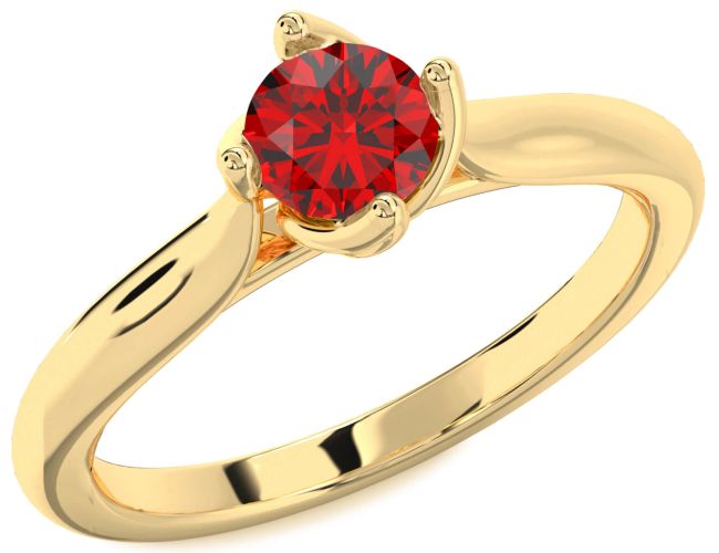 Ruby Gold Silver Round Solitaire Engagement Ring