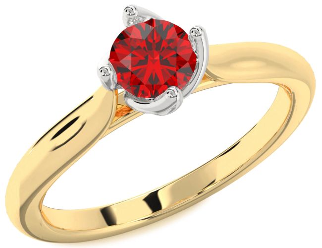 Ruby Gold Silver Round Solitaire Engagement Ring
