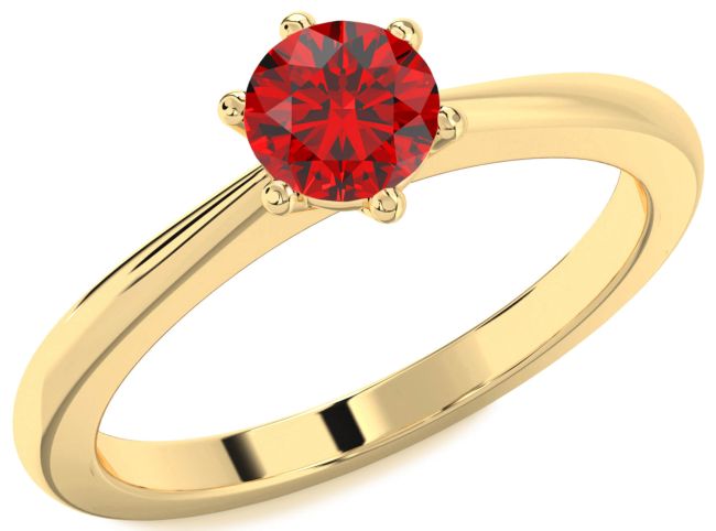 Ruby Gold Round Solitaire Engagement Ring