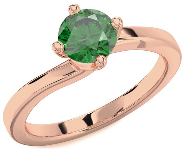 Emerald Rose Gold Round Solitaire Engagement Ring