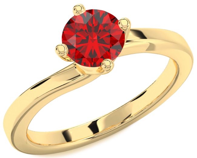 Ruby Gold Round Solitaire Engagement Ring