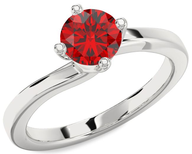 Ruby Platinum Round Solitaire Engagement Ring