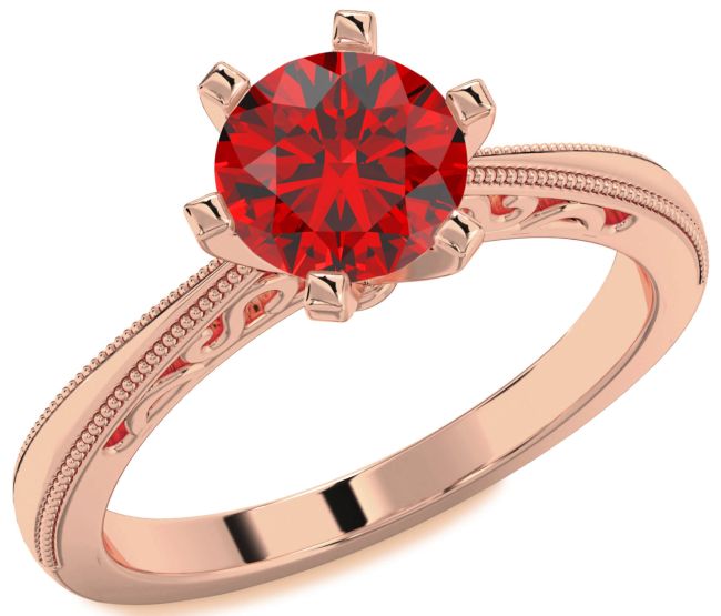 Ruby Rose Gold Round Solitaire Engagement Ring