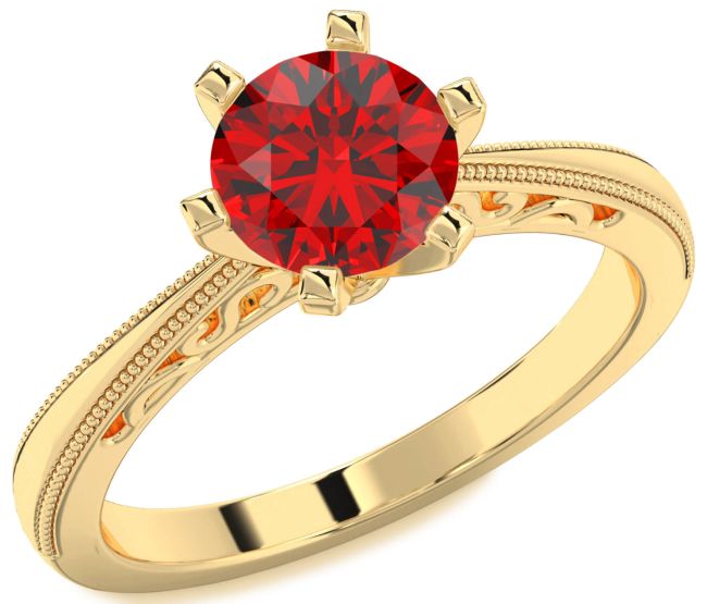 Ruby Gold Round Solitaire Engagement Ring