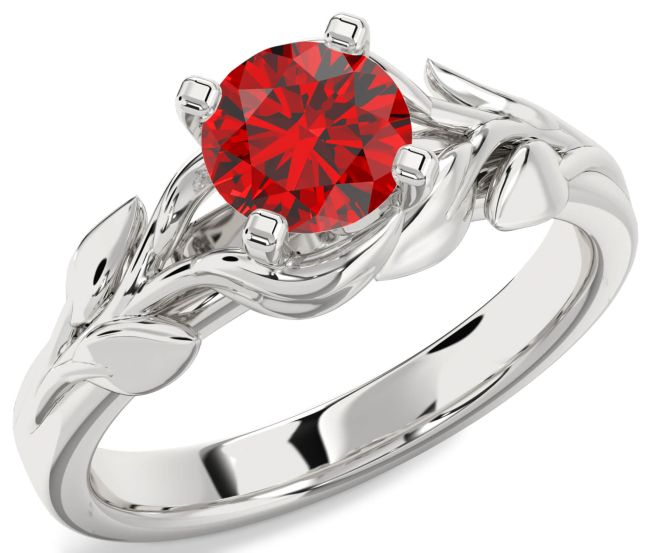 Ruby Silver Round Vintage Engagement Ring