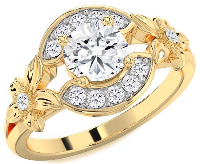 Diamond Gold Flower Ring