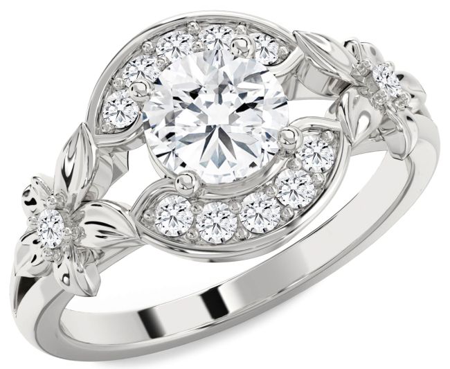 Diamond White Gold Flower Ring