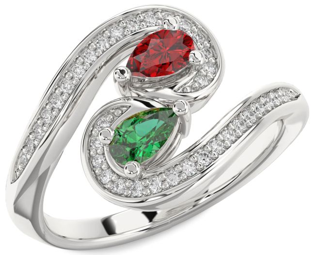 Diamond Platinum Pear Two Stone Promise Ring