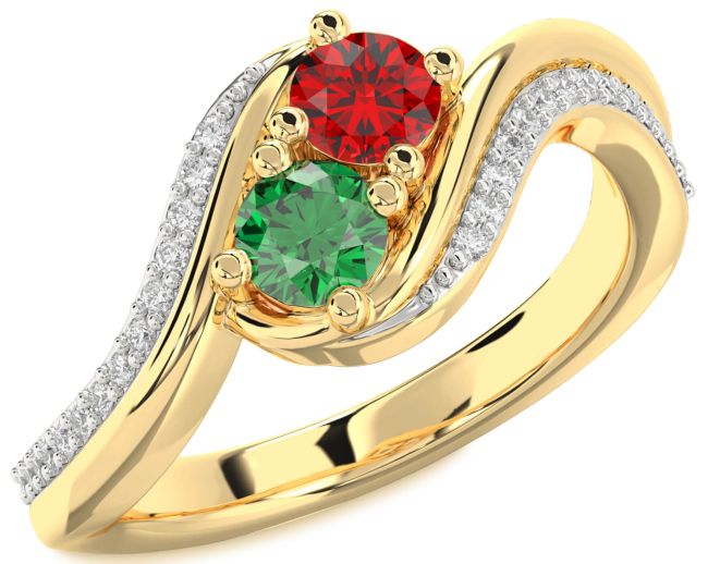 Diamond Gold Round Two Stone Promise Ring