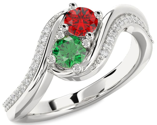 Diamond White Gold Round Two Stone Promise Ring