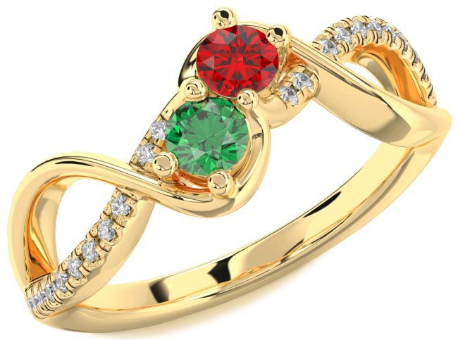 Diamond Gold Infinity Round Two Stone Promise Ring