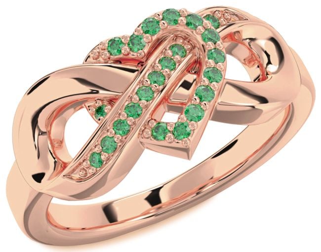 Emerald Rose Gold Heart Infinity Ring