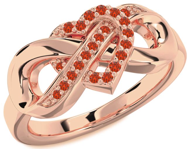 Fire Opal Rose Gold Heart Infinity Ring