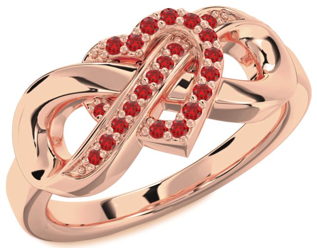 Ruby Rose Gold Heart Infinity Ring