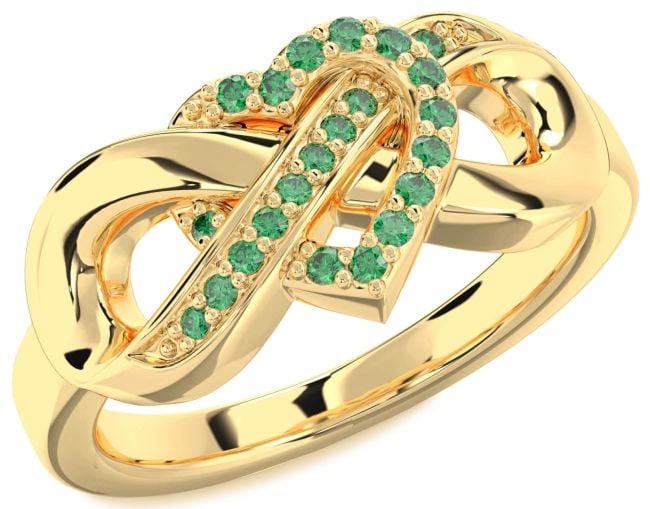 Emerald Gold Heart Infinity Ring