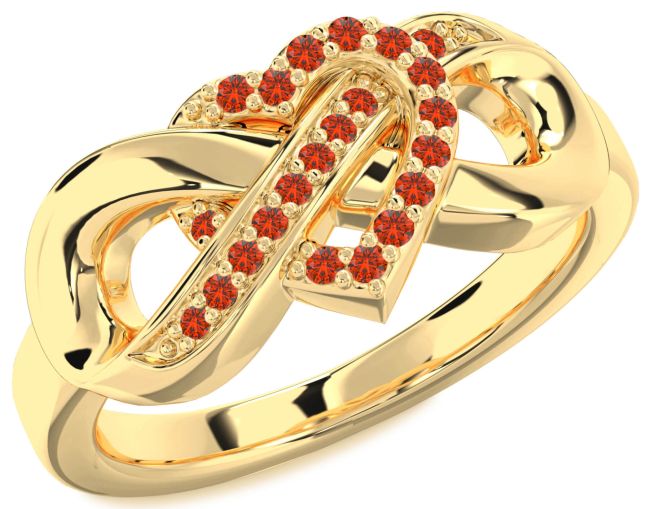 Fire Opal Gold Silver Heart Infinity Ring