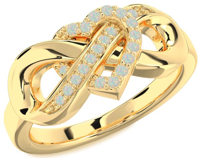 Opal Gold Heart Infinity Ring