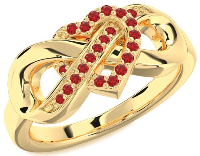 Ruby Gold Silver Heart Infinity Ring