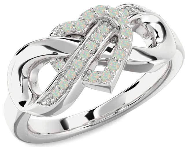 Opal White Gold Heart Infinity Ring