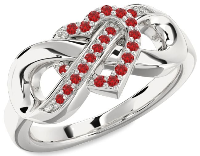 Ruby White Gold Heart Infinity Ring