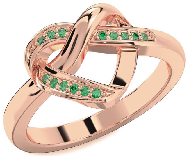 Emerald Rose Gold Silver Heart Infinity Ring