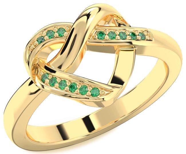 Emerald Gold Heart Infinity Ring