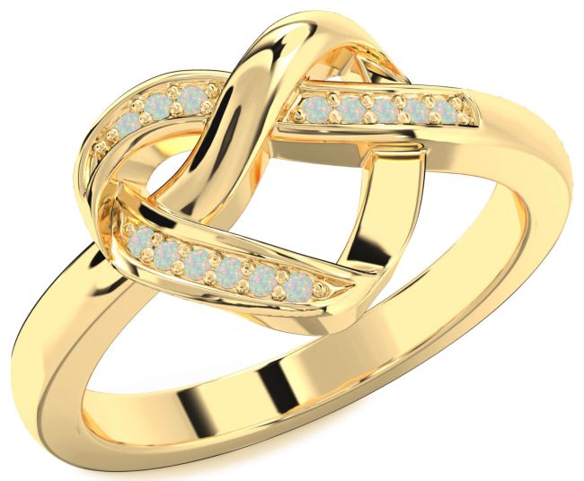 Opal Gold Heart Infinity Ring