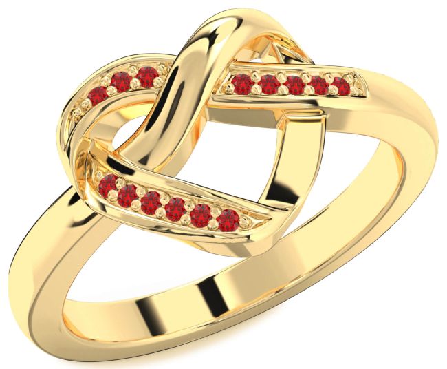 Ruby Gold Silver Heart Infinity Ring