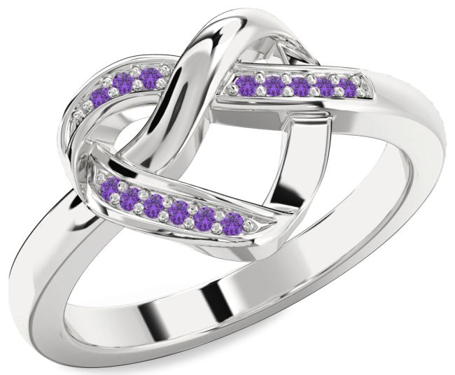 Amethyst Platinum Heart Infinity Ring
