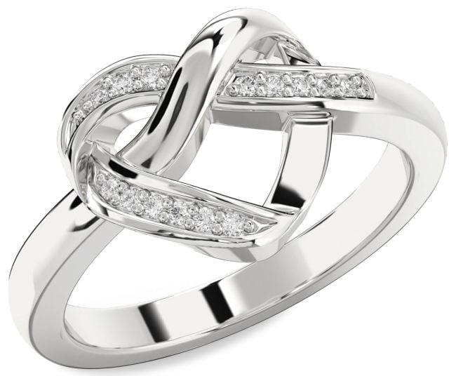 Diamond Silver Heart Infinity Ring
