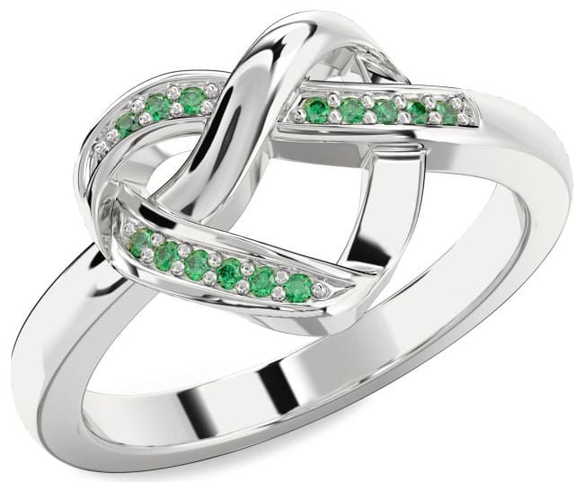 Emerald Platinum Heart Infinity Ring