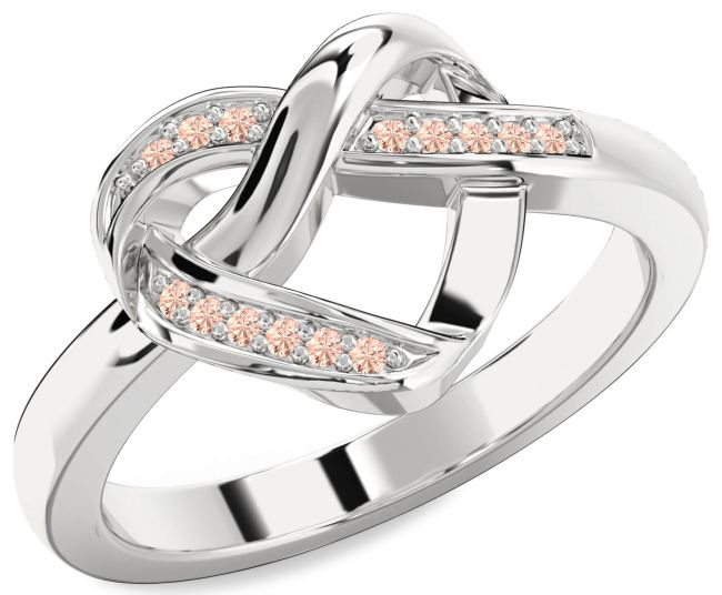 Morganite Silver Heart Infinity Ring
