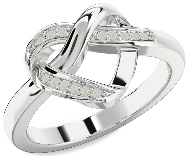 Opal Silver Heart Infinity Ring