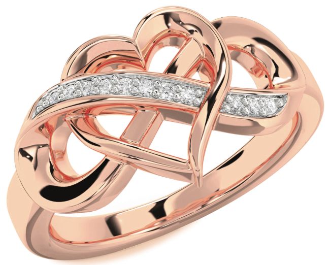 Diamond Rose Gold Heart Infinity Ring