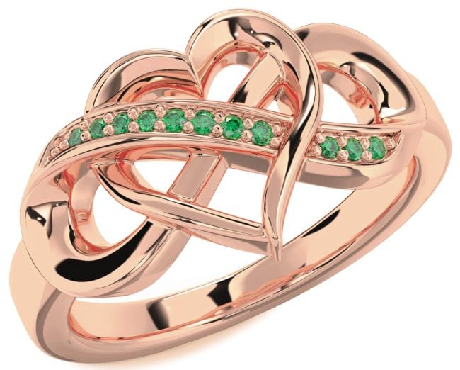 Emerald Rose Gold Heart Infinity Ring