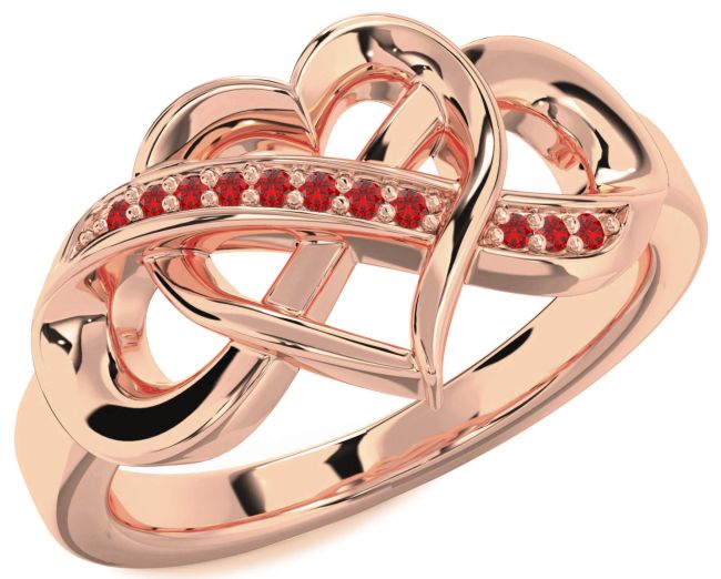 Ruby Rose Gold Silver Heart Infinity Ring