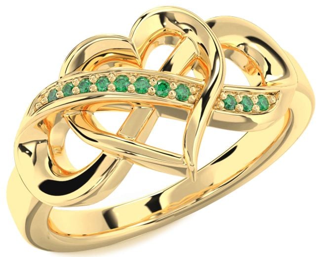 Emerald Gold Heart Infinity Ring