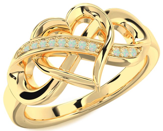 Opal Gold Heart Infinity Ring