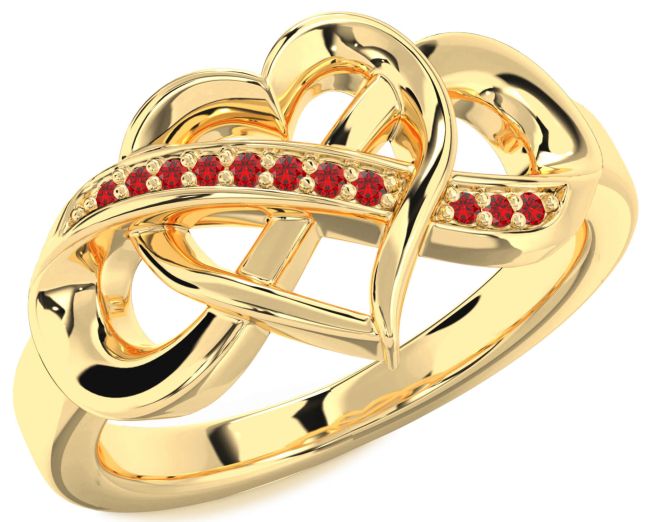 Ruby Gold Silver Heart Infinity Ring