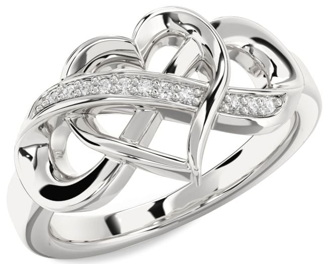Diamond Silver Heart Infinity Ring