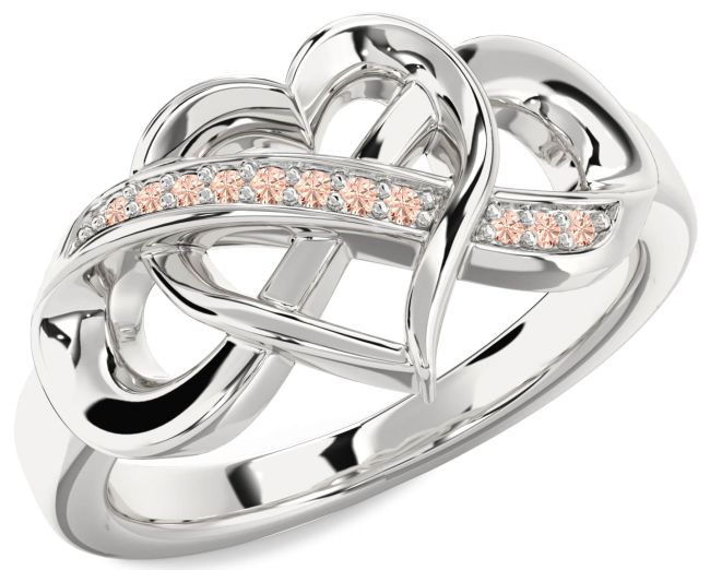 Morganite Silver Heart Infinity Ring