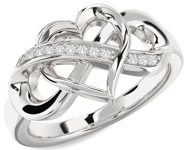 White Sapphire Silver Heart Infinity Ring