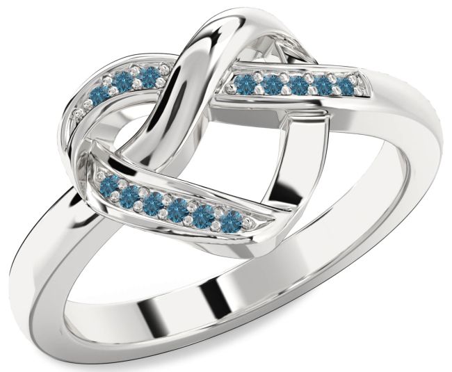Blue Diamond Silver Heart Infinity Ring