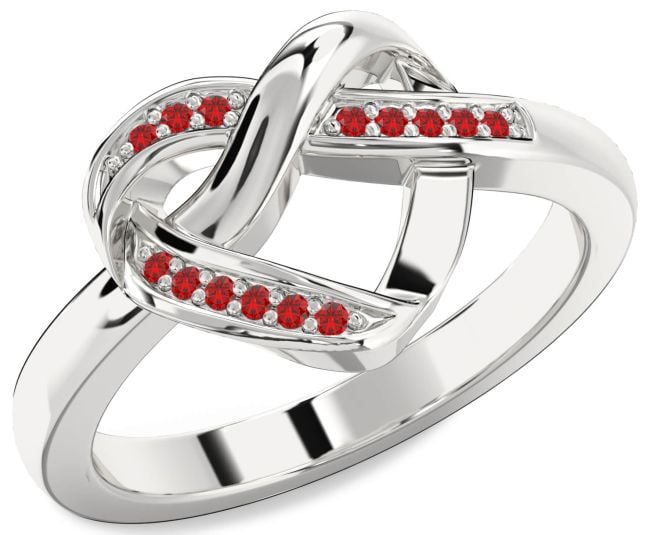 Ruby White Gold Heart Infinity Ring