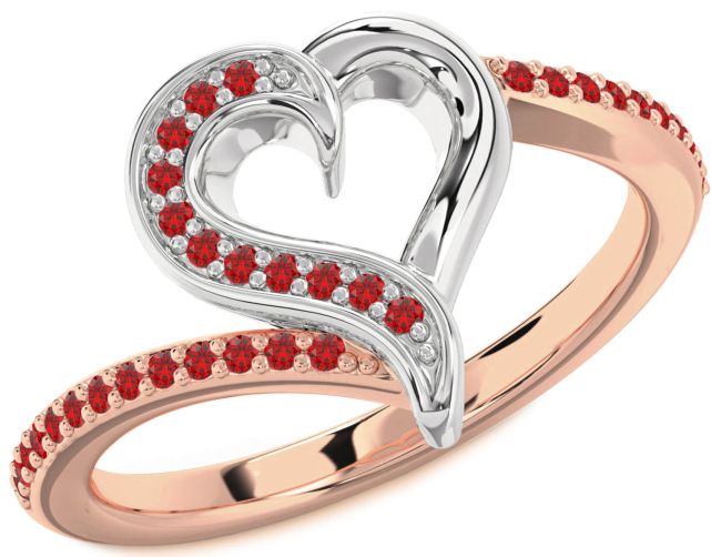 Ruby Rose Gold Silver Heart Ring